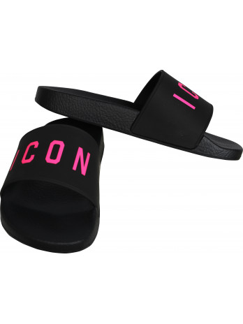 Icon Logo Slides - Black/Pink