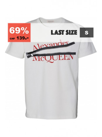 Logo Zip Print T-Shirt - Weiss